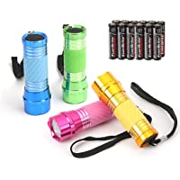 EverBrite 4PC Mini Linterna LED Mango Luminoso-Colores Brillantes- con Correa Pila-Buen Regalo para Niños